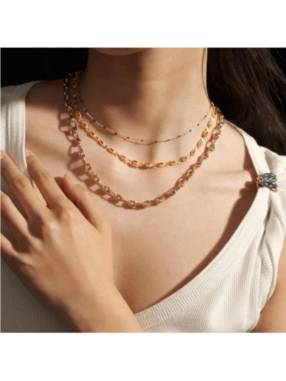 New! Anthropologie Gold Plated Lime Green Bead Chain Necklace NWT